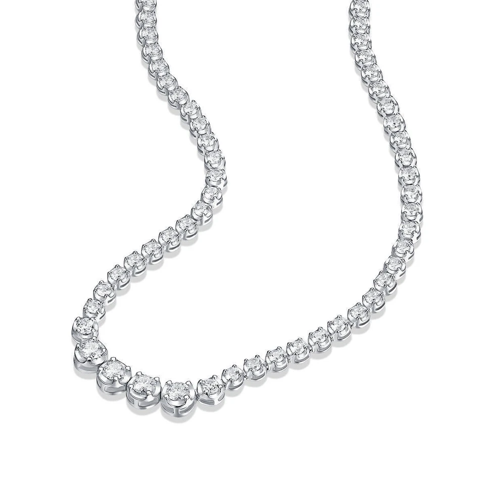 4MM D Lab Created Moissanite Tennis Chain Necklace Women 925 Sterling Silver - Image 4 of 4