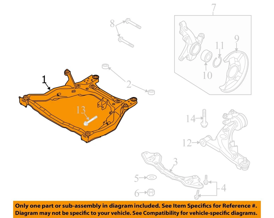 CROSSMEMBER/K-FRAME FRONT SUSPENSION AND ENGINE CRADLE FITS MAZDA CX-7 9895847 - Image 4 of 4