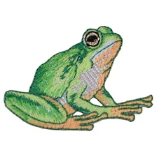 Frog Applique Patch - Shimmery Amphibian Animal Embroidered Badge 2-3/8" Iron On