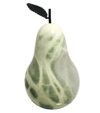 Green Pear Alabaster Hand-Carved Ducceschi Volterra Tuscany Italy 7"