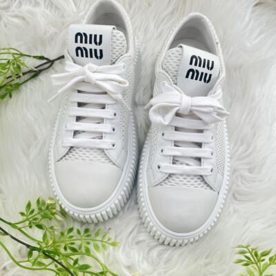 Miu Miu Miu Mesh Flat Form Sneakers Thick Sole | eBay