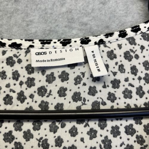 Asos Women’s Floral Print Maxi Dress Waist Tie New Black White size 4 NWOT - Imagen 2 de 8