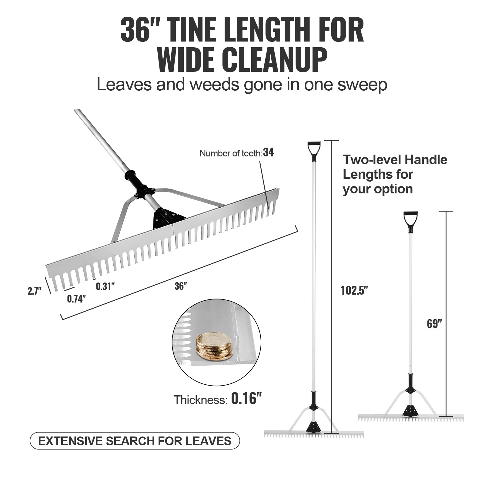 VEVOR Landscape Rake 36