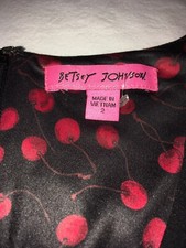 BETSEY JOHNSON NWT Little Black Dress W/ Red Cherry Cherries Lining Sz 2