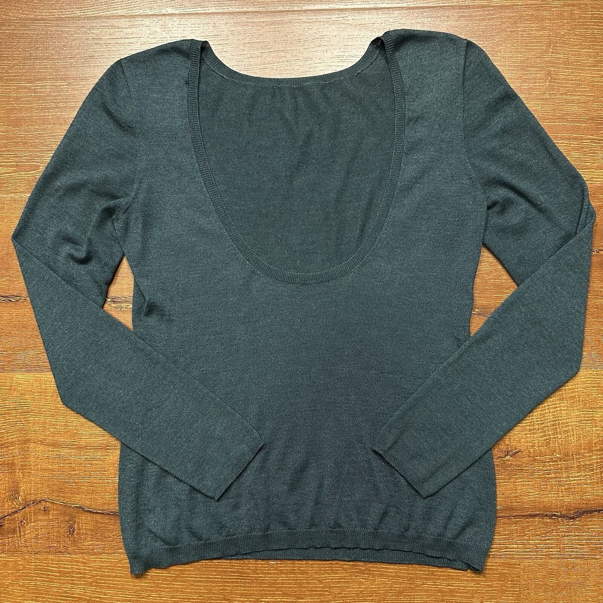 Christian Dior Sweater Womens 8 Green Cashmere Silk Scoop Neck 