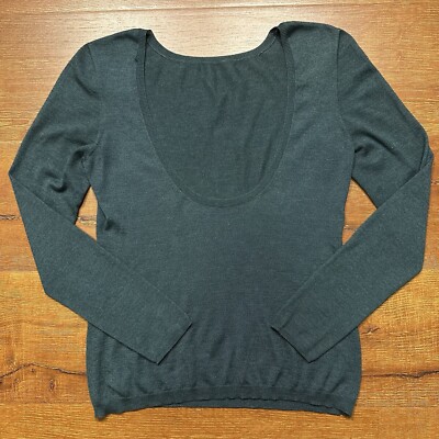 Christian Dior Sweater Womens 8 Green Cashmere Silk Scoop Neck Luxury City Chic