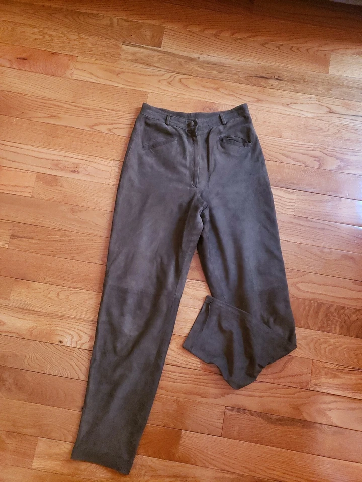 Pantalones LA PELLE FIRENZE VERA PELLE CUERO/GAMUZA Verde Talla 44/10 EE. UU. 28" Foto 2 de 4
