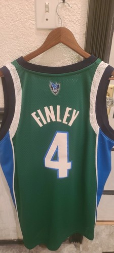 Maglia vintage NBA Reebok Dallas Mavericks Michael Finley uomo XL cucita verde 4 - Foto 6 di 8
