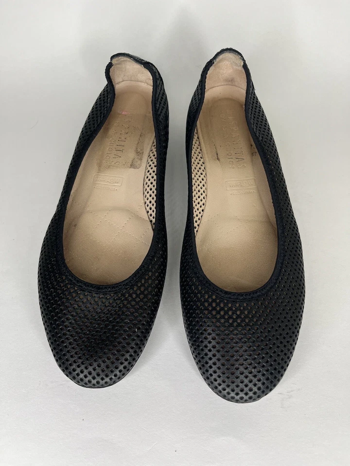 HISPANITAS Zapatos Planos Confort Ballet 39.5 EE. UU. 8.5 Negro CUERO PERFORADO España Foto 4 de 4