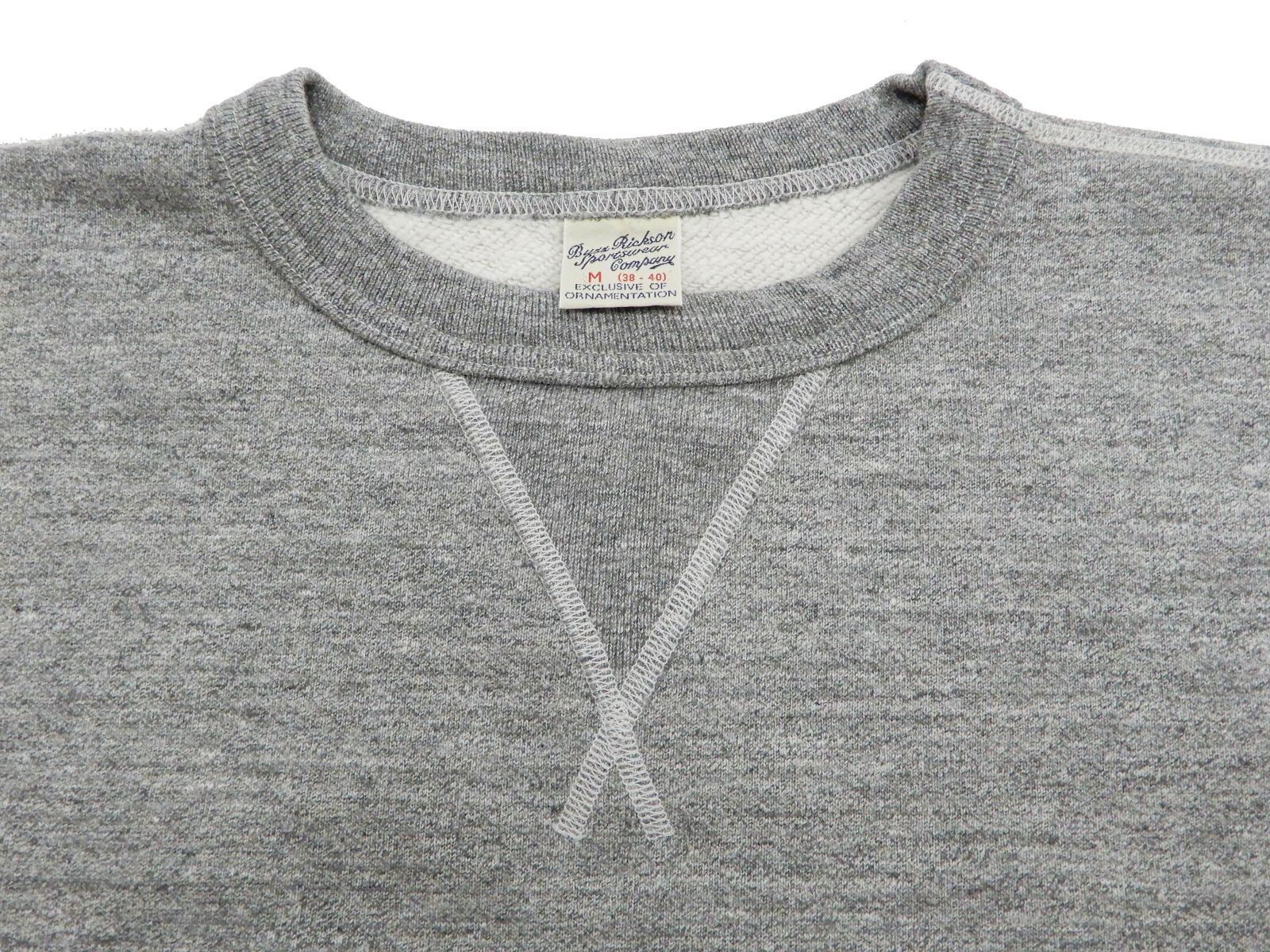 Buzz Rickson's BR65622 Set-in Crew Neck Sweatshirt Heather Gray size Large NEW