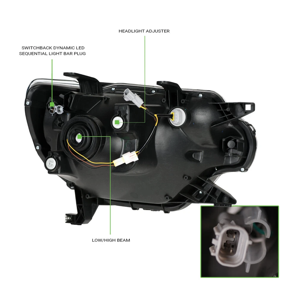 Topline For 2012-2015 Tacoma Switchback Sequential LED Strip Headlights - Black Foto 4 de 4