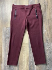 Banana Republic Sloan Womens Pants Petite Size 8 Cranberry Herringbone Leather