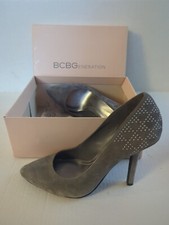 BCBG Jaini-X Smoke Grey Suede Studded Pumps/Heels Sz 8M 4in. Heel W/Box