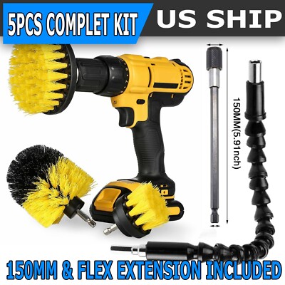 5Pack Drill Brush Attachment Set-Car Interior Detailing Kit，Power Scrubber Brush