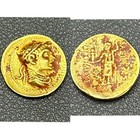 Preciosa MONEDA DE ORO SÓLIDO 18K auténtica antigua Agathocles Dikaios rey Bacria