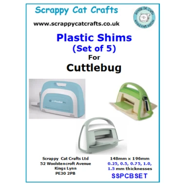 SCRAPPY CAT Plastic Shims Set of 5 sized for Cuttlebug Die Cutters SSPCBSET 6