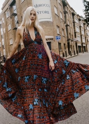Free People Zandra Rhodes Super Nova Maxi Blk  Combo S L NWOT Original $198.00