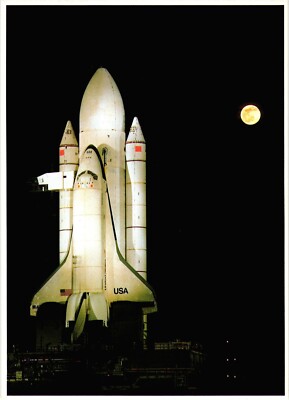 Space Shuttle Enterprise on Launch Pad at Night Postcard Unposted