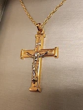 Gold/White Textured Crucifix Cross - ZALES - BRAND NEW