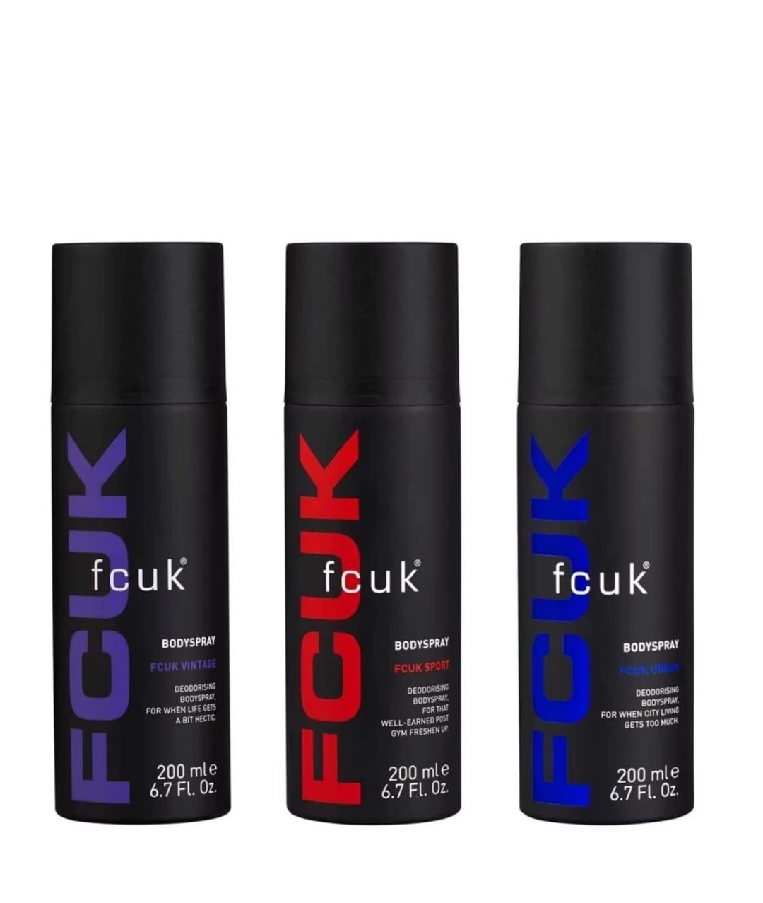 FCUK Body Spray 3Pcs Mens Gift Set Body Spray 200ML Each ( Urban