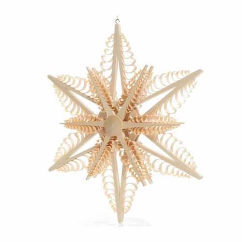 Fensterschmuck Spanstern mit 6 Bäumchen D=32cm NEU Fensterbild Adventsstern Holz - Picture 2 of 2