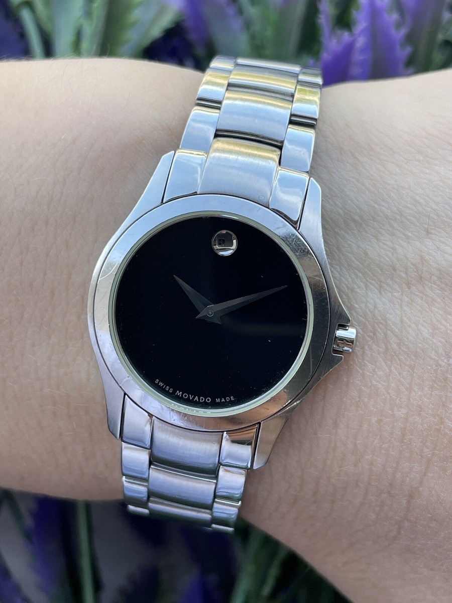 MOVADO 腕時計(クォーツ) シルバー/ブラック Movado Museum Watch Quartz Black Dial Lady 26mm Swiss Made