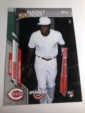2020 Topps Opening Day Dugout Peeks 5x7 Aristides Aquino Reds RC DP11 /49