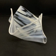 Art Glass Handkerchief Vase White Swirl