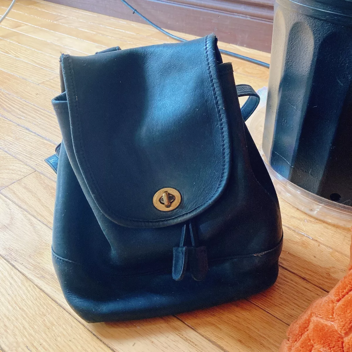 Vintage COACH Backpack Black Leather Bag 9960 free shipping USA