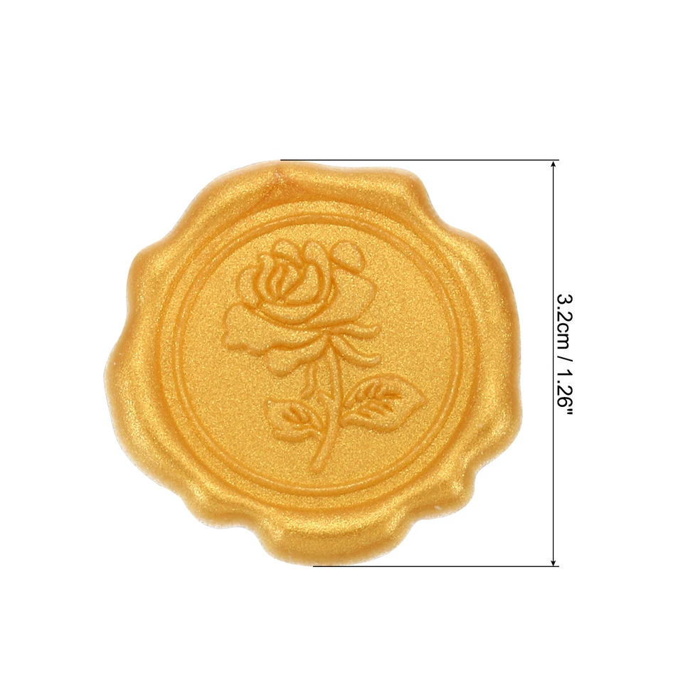 Pegatinas de sello de cera, 25 piezas autoadhesivas pegatinas rosa, tono dorado Foto 2 de 4