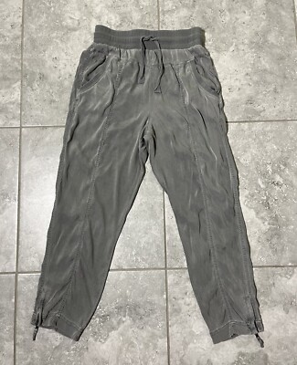 Marrakech Harmony Cupro Stretch Satin Pants Ankle Zip Joggers High Waist Gray M