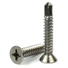 1/4" Self Drilling Screws - Stainless Steel Phillips Flat Head TEK - Select Size