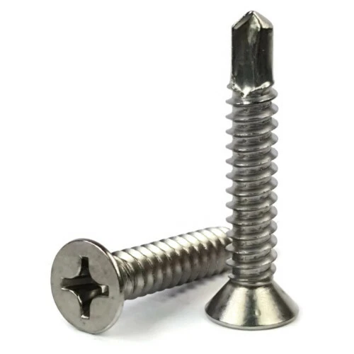 #12 Self Drilling Screws - Stainless Steel Phillips Flat Head TEK - Select Size