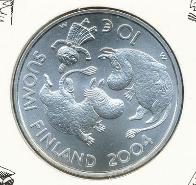 ムーミン銀貨（10ユーロ銀貨)2004年　フィンランド フィンランド ムーミン銀貨（10ユーロ銀貨)2004年 - メルカリ