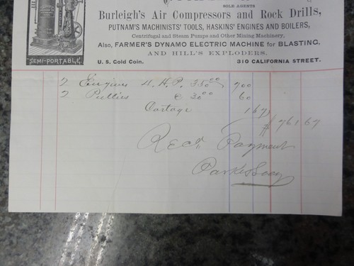 Parke & Lacy Letterhead 1875 San Francisco To Savage Mining Co Virginia City Nev - Picture 3 of 5