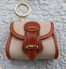 Vintage Dooney and Bourke Mini Essex Key Ring / Caddy ~ Bone / Tan ~ U.S.A.