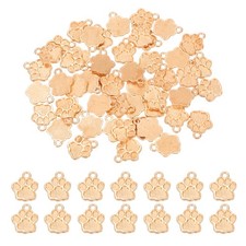 50Pcs KC-Gold Dog Paw Print Charms 15x12.5mm Animal Footprint Pendants for DIY