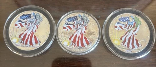 (Lot of 3) Colorized 1999 Silver Eagles ~Brilliant Uncirculated