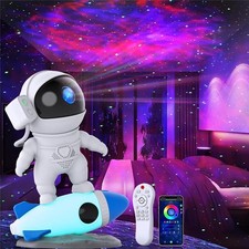 Rocket Astronaut Galaxy Projector 4-in-1 Night Light, Bluetooth, 28 Colors