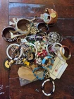 3 Lbs. Costume Jewelry Braclets Bangles Necklaces Rings Earrings Vintage To New