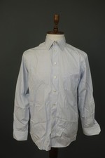 Eton Blue White Striped Cotton Long Sleeve Collared Dress Shirt Size 42 / 16.5