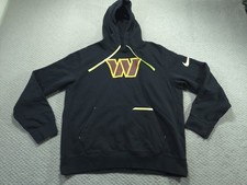 Washington Commanders Nike Hoodie Large Black Pullover Fleece Green Swoosh Mens