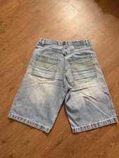 Rare Vintage Y2K Baggy SouthPole Jorts Size 32 Blue Jean Embroidered