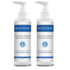 Biotone Advanced Therapy Massage  Spa Lotion - 2 x 8 oz Refillable Pump Bottles