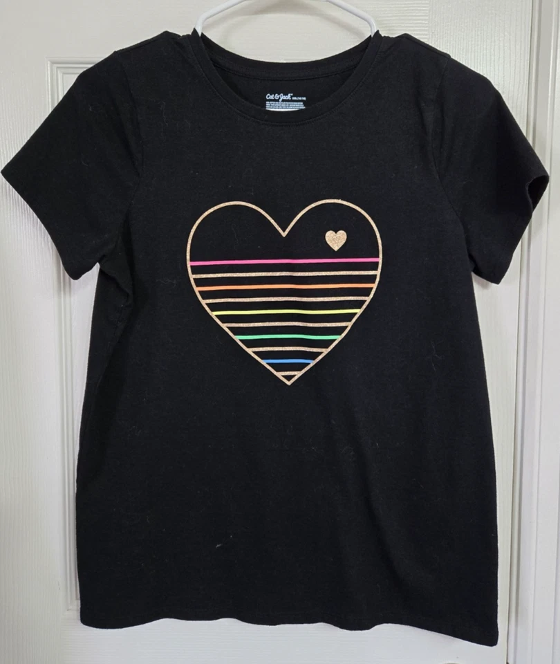 *2* Girls Children's Place & Cat & Jack Black Graphic Tees, Size 16-18 - Image 3 of 3