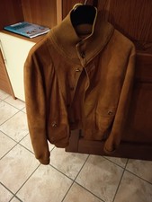 Giubbino giacca renna camoscio uomo Rennino vintage vera pelle tg. 46 con tasche