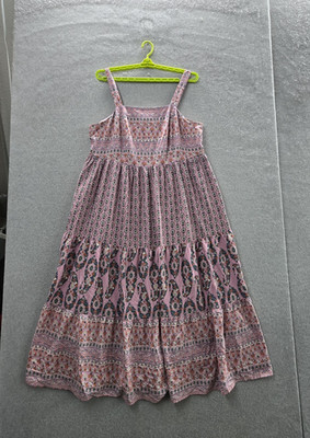 Knox Rose Women Dress XXL Pink Floral Maxi Boho Cottagecore Smocked Relaxed