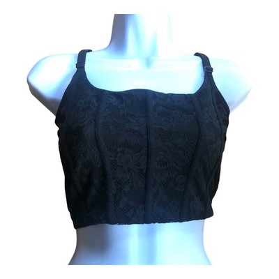 Colsie Bralette Size Large Black Lace Stretch Adjustable Straps Pullover