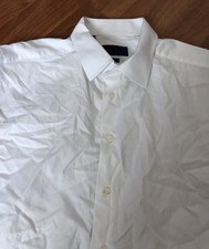 David Donahue Trim Fit Solid White Button Up Cotton Shirt Men’s 19 3XL