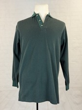 Vintage Burberry USA Men's Forest Green Cotton Polo Collar Sweater Medium 589